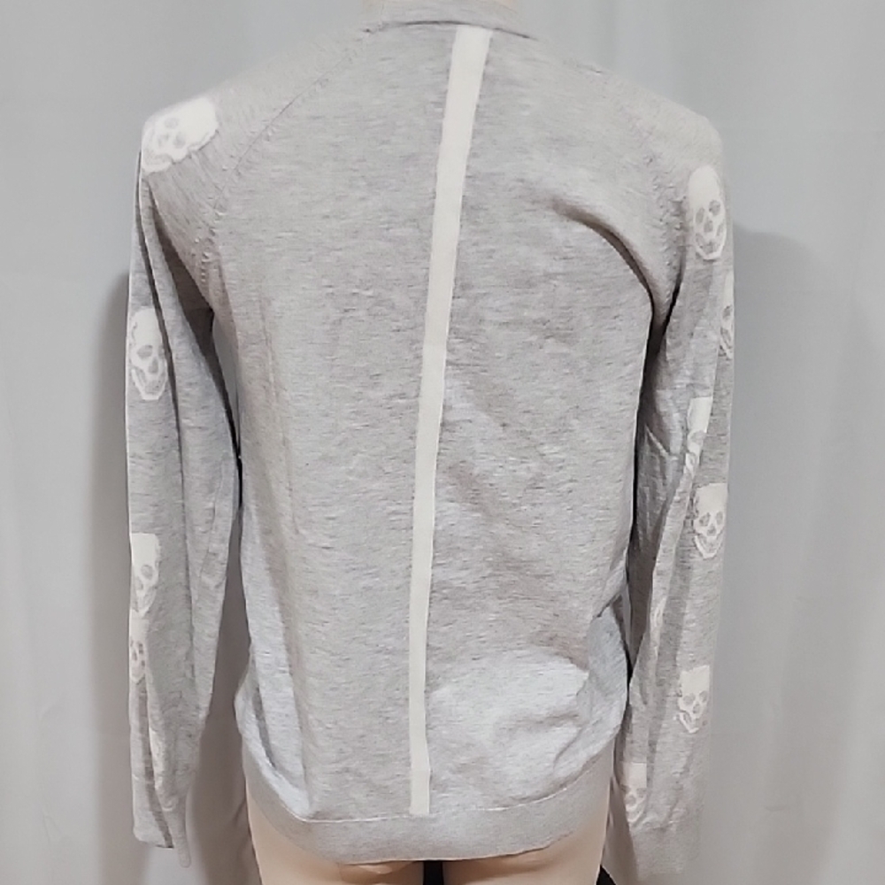 Y/Project Heather Gray Skull Pattern Sweater - image 3